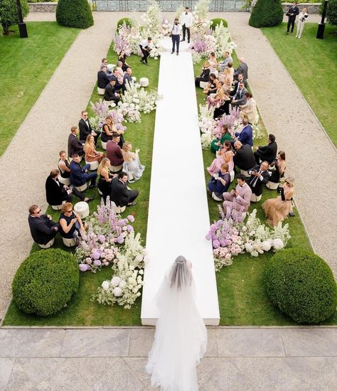 Runway Style Wedding Aisle, Runway Wedding Aisle, Lake Como Wedding Flowers, Outdoor Wedding Ceremony Italy, Flower Meadow Wedding Ceremony, Healthy Couple, Wedding Ceremony Lake Como, Garden Weddings Ceremony, Como Wedding