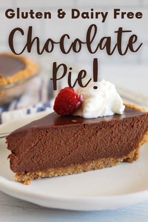 Dairy Free Chocolate Cream Pie, Dairy Free Pie Recipes, Pie Dairy Free, Gluten Free Chocolate Pie, Dairy Free Chocolate Dessert, Lactose Free Desserts, Dairy Free Deserts, Dairy Free Pies, Dairy Free Pudding