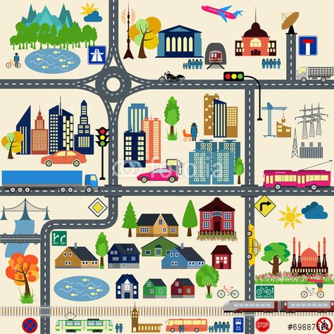 Vector: Modern city map elements for generating your own infographics, m