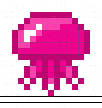 Pixel Art Pattern Jellyfish, Jelly Fish Perler Beads, 29 X 29 Pixel Art, Jellyfish Perler Beads, Perler Bead Jellyfish, Jellyfish Pixel Art Grid, Tiny Alpha Pattern, Pixel Wall Art, Jellyfish Perler Bead Patterns