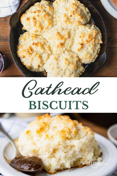 A staple in Appalachian cuisine and now popular throughout the South, cathead biscuits are an easier, larger, more rustic version of the traditional buttermilk biscuit. There's no need to roll or cut the dough -- just pinch off portions, drop them in a skillet, and pop them in the oven! Cathead Biscuits, Sawmill Gravy, Buttermilk Drop Biscuits, Appalachian Recipes, Dutch Oven Beef, Mountain People, Buttermilk Biscuit, Homemade Apple Butter, Southern Biscuits