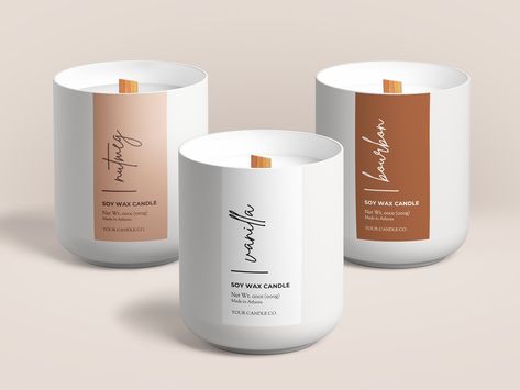 "Our vertical Candle Label Templates are a quick & easy solution to help you create elegant brand labels which add a touch of luxury your candles. Simple to edit & customise in Canva to your candle products & business, then download to your computer or device & print at home or professionally. Instant Download👆 2 sizes included plus reverse label design in a warm colour palette, but choose any colour you wish in Canva! 🌈 These elegant label templates are ideal for your candle business if: 🌟 you're short on time & need well designed candle labels that you can customise & print yourself, to brand your candle products 🌟 you want to help increase customer engagement through strong visual branding to increase repeat purchases & positive reviews 🌟 you're budget conscious & need an easy-to-u Candle Jar Label Ideas, Candle Lable Designing, Luxury Candle Logo Design Ideas, Luxury Candles Labels, Candle Labels Ideas, Scented Candle Label, Candle Website, Luxury Candle Brands, Candle Label Design