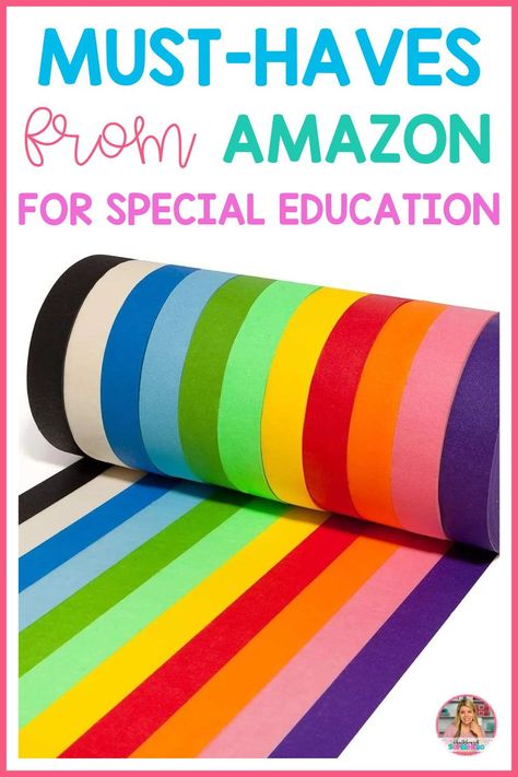 Are you setting up your classroom for the beginning of the school year? You won’t want to miss this blog post, that includes my life of Amazon must haves for teachers that you can use in your self contained classroom. All of these classroom resources are items that I use in my own special education classroom, like task boxes, washi tape, paper cutter, fidget toys, dry erase pockets, laminators and so much more. Check out all of my special education classroom must have here. Sensory Tools For The Classroom, Ebd Classroom Elementary, Special Day Classroom Set Up, Classroom Decor For Special Education, Special Education Supplies, Special Education Amazon Wishlist, Sensory Bins Special Education, Slc Classroom Ideas, Special Education Room Decor