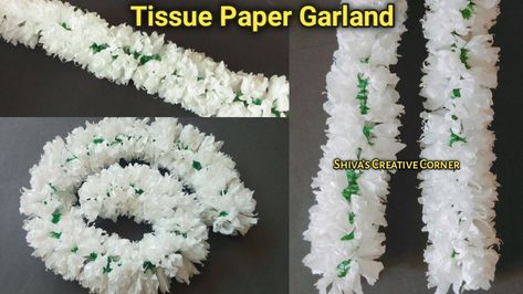 gajra making tissue paper flowers 5 minute crafts tissue paper garland diy tissue paper flower garland tissue paper jasmine garland tissue paper flower gajra how to make jasmine flower with tissue paper how to make flower with tissue paper Paper Jasmine Flower, Flower With Tissue Paper, Tissue Paper Flower Garland, Paper Garland Diy, Making Tissue Paper Flowers, Jasmine Garland, Flower Gajra, Tissue Paper Garland, Paper Flower Garland