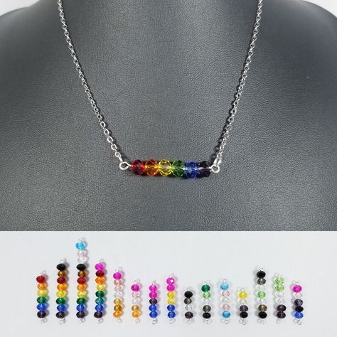 Pride Necklace Diy, Lgbtq Pride Flag, Rainbow Accessories, Pride Necklace, Pride Jewellery, 2024 Ideas, Chakra Beads, Bar Necklace Personalized, Silver Bar Necklace