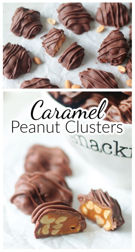 Carmel Chocolate Peanut Clusters, Caramel Chocolate Peanut Clusters, Chocolate Caramel Nut Clusters, Recipes Using Caramel Candy, Chocolate Covered Walnuts Clusters, Peanut Butter Chocolate Candy, Caramel Truffles Easy, Caramel Peanuts Recipe, Carmel Peanut Clusters Chocolate Covered