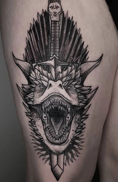 Game Of Thrones Tattoo Sleeve, Dragon Tattoo Game Of Thrones, Game Of Thrones Tattoo Ideas, Daenerys Targaryen Tattoo, Game Of Thrones Tattoo Designs, Lego Tattoo, Dragon Head Tattoo, Tattoos Lion, Targaryen Tattoo