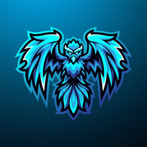 Blue phoenix esport mascot logo Premium ... | Premium Vector #Freepik #vector #logo #blue #character #cartoon Logos, Black, Phoenix, Mascot Logo, Premium Vector, Blue