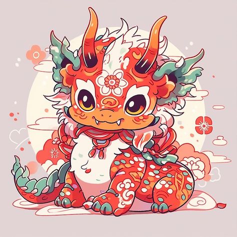 Cute cartoon chinese dragon sitting on the ground Chinese Dragon Character Design, Dragon Art Cute, Dragon Cartoon Cute, Cute Chinese New Year Dragon, Asian Dragon Illustration, Chinese Dragon Illustration, Chinese Unicorn, Chinese Dragon Illustration Cute, Dragon Cartoon