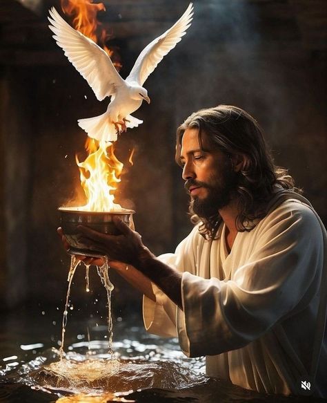 Jesus Baptised, Holly Spirit, Jesus Love Images, Jesus Artwork, Jesus Christ Artwork, Heaven Art, Jesus And Mary Pictures, Jesus Christ Art, Jesus Photo