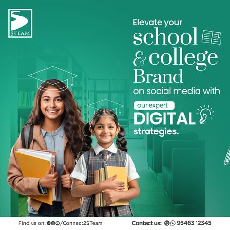 Our Social Media Management package for Schools & Colleges includes: * Branding * Leads Generation * Social Media Management * Ads Management * Content Strategy Contact us: +91 9646312345 #CorporateWorks #STeam #DigitalMarketing #SocialMediaManagement #School #College #STeamServices College Social Media, College Ads, Leads Generation, College Ad, Media Management, Digital Strategy, Content Strategy, School College, Social Media Management