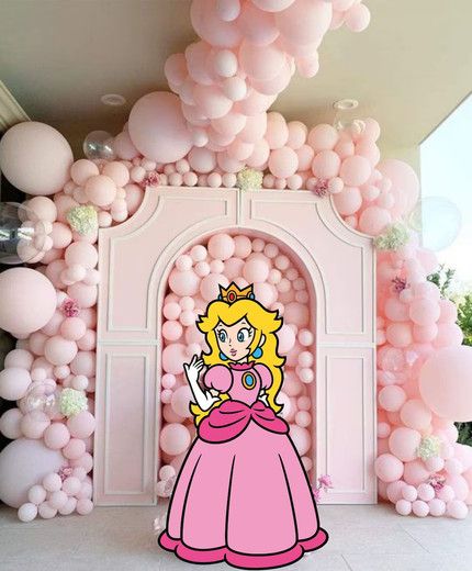 Peaches Birthday Theme Mario, Mario And Peach Party, Princess Peaches Birthday Theme, Princess Peach Party Decorations, Princess Peach Birthday Party, Princess Peach Birthday, Peach Birthday Party, Peach Mario Bros, Peach Party Decorations