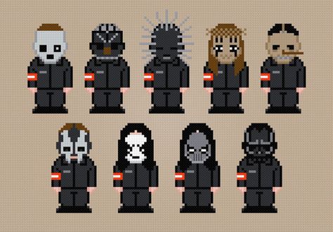 Slipknot Rock Band Cross Stitch PDF Pattern by pixelpowerdesign, $6.00 Slipknot Cross Stitch, Slipknot Perler Beads, Band Perler Beads, Band Cross Stitch, Hammer Beads, Embroidery Tips, Easy Pixel Art, Hama Beads Patterns, Pixel Pattern