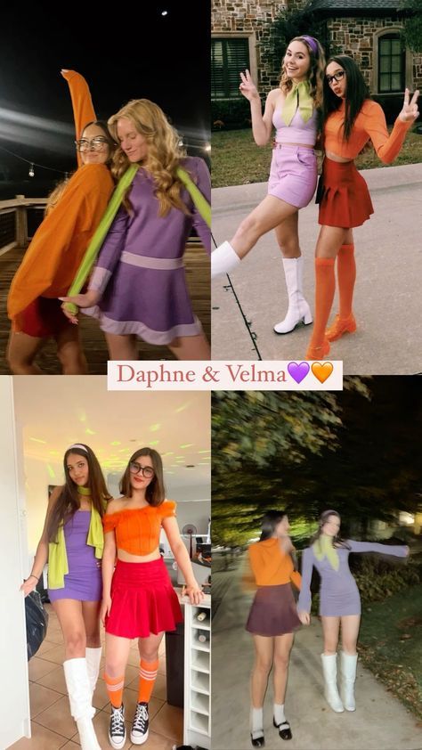 Daphne Halloween Costume, Velma Halloween Costume, Velma Costume, Daphne Costume, Halloween Duos, Halloween Costume Ideas For Couples, Daphne And Velma, Costume Ideas For Couples, Classy Halloween Costumes