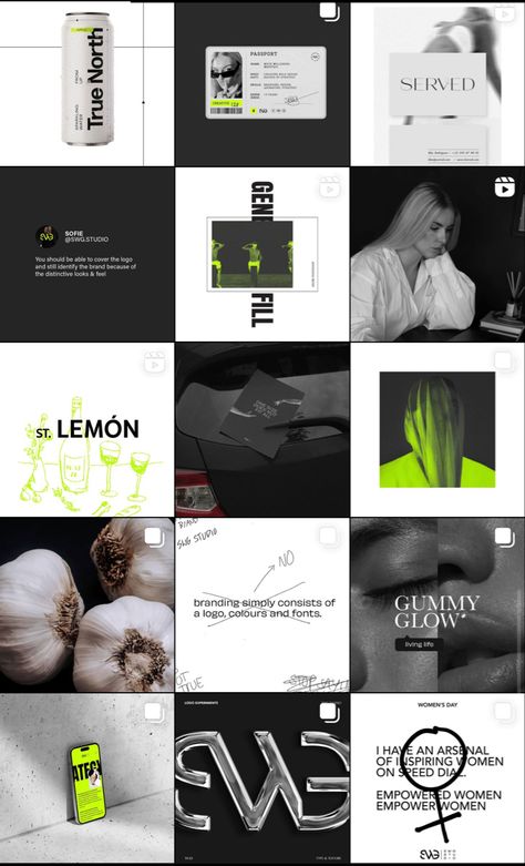 Photo Studio Instagram Feed, Graphic Design Studio Instagram Feed, Web Design Instagram Post, Instagram Portfolio Design, Creative Studio Instagram Feed, Graphic Design Feed Instagram, Design Agency Instagram Feed, Design Studio Instagram Feed, Neon Instagram Feed