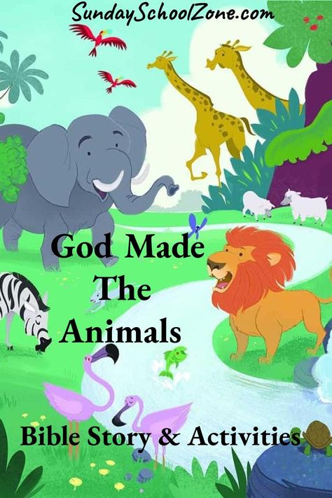 God Created The Animals Craft, God Made Animals Craft, God Created Animals Craft, God Made The Animals Craft Preschool, God Made Animals Craft Preschool, Bible Stories For Preschoolers, Animals In The Bible, Free Bible Printables, Animal Crafts Preschool