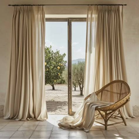 Curtains And Drapes Living Rooms, Window Design Vintage, Layered Linen Curtains, Textured Linen Curtains, French Linen Curtains, Satin Curtains Living Room, Bedroom Linen Curtains, Linen Drapes Bedroom, Linen Drapes Living Room