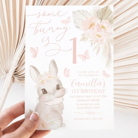 Some Bunny Is 1, Rabbit Themed Birthday Party, Somebunny Is Turning One, Bunny Party Decorations, Bunny Themed Birthday Party, Tipi Party, Some Bunny Is One Birthday, Watercolour Bunny, Some Bunny Is Turning One