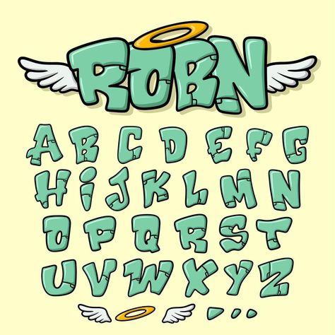 Graffiti angel style alphabet vector Graffiti Background Drawing, R6 Wallpaper, Graffiti Alphabet Styles, Graffiti Fonts, Hand Lettering Alphabet Fonts, Alfabet Font, Graffiti Lettering Alphabet, Graffiti Piece, Modern Quotes