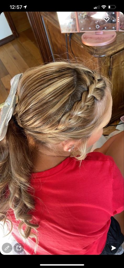 Cute cheer hair style for ponytail cheer hair ponytail cheer hair Cute Cheer Ponytails, Cheer Hair Braids, Cheer Hairstyles With Bows Low Pony, Football Cheer Hairstyles, Comp Cheer Hair, Cheer Hairstyles Ponytail, Competitive Cheer Hairstyles, Cheer Ponytail With Bow, Cheer Hair Ponytail