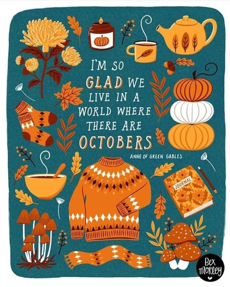 World Where There Are Octobers, Halloween Breakfast, Fall Mood Board, Hello October, Autumn Illustration, Happy October, Autumn Magic, Fall Feels, Anne Of Green Gables