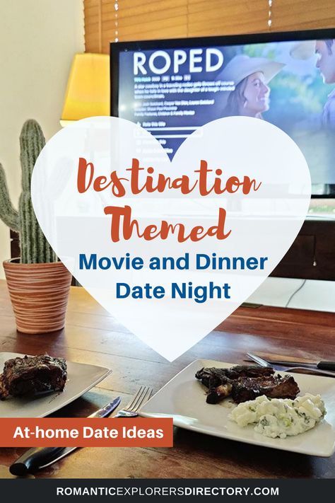 At Home Date idea: Destination Themed Movie and Dinner Date Night Dinner And A Movie Date Night At Home, Home Dinner Date Ideas, Dinner Date Night At Home, At Home Dinner Date Ideas, Date Night At Home, At Home Dates, Disney Dinner, At Home Date, Dinner And A Movie