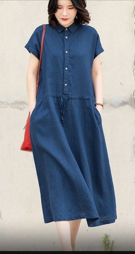 Lenin Dress, Linen Style Fashion, Linen Dress Women, Dress Sleeve Length, Dresses Casual Fall, Blue Summer Dresses, Nursing Dress, Summer Dress Outfits, African Fashion Dresses