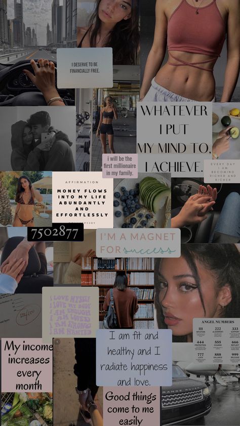 Colourful Vision Board, Ted Talk Vision Board, Respect Vision Board, Vision Board Ideas Minimalist, How To Make Vision Board On Phone, Vision Board Motivational Quotes, Manifesting Mood Board, That Girl Vision Board, Mood Board Fitness