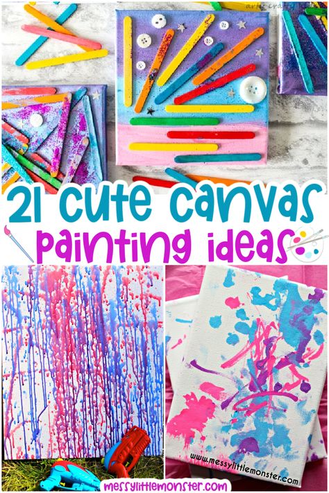 Preschool Art On Canvas, Prek Canvas Art, Canvas Painting Preschool, Outside Painting Activities For Kids, Canvas Art For Preschoolers, Preschool Canvas Painting, Easy Toddler Painting Ideas, Painting With Your Body On Canvas, Painting Projects For Toddlers