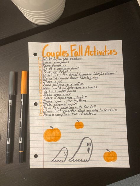 Fall Bucket List With Boyfriend, Fall Date Checklist, Fall Things To Do With Your Boyfriend, Halloween Couple Bucket List, Halloween Stuff To Do With Boyfriend, Couple Bucket List Ideas Fall, Couple Fall Things To Do, Fall Things For Couples, Fall Crafts Couples