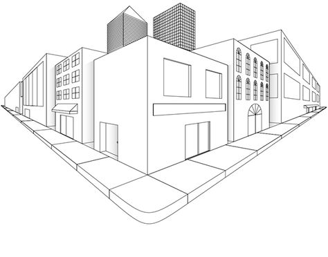 Two Point Perspective City Drawing Sketch Coloring Page Perspektif 2 Point, Two Point Perspective City, 2 Point Perspective City, Two Point Perspective Drawing, Perspective City, 2 Point Perspective Drawing, Three Point Perspective, Two Point Perspective, Perspective Drawing Architecture