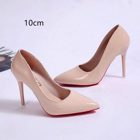 Pumps Women's Stiletto Heel Pointed Toe Sexy High Heels Shallow Mouth Professional Work Shoes, Red Bottom High Heels, Hak Tinggi, Shoes Korean, Pointed Pumps, Red Bottom, Fashion Bottoms, Womens Stilettos, Super High Heels