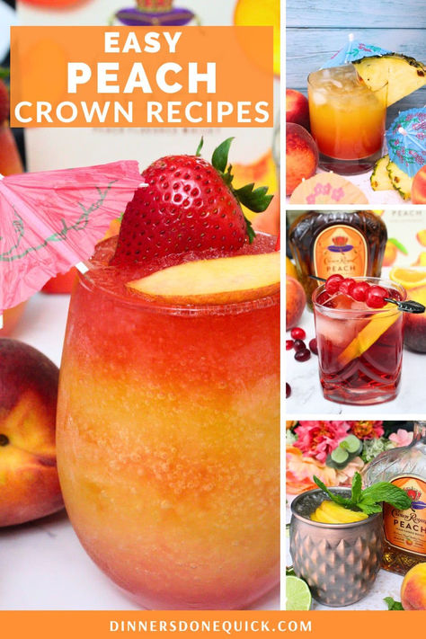 Discover 19 irresistible Crown Royal Peach cocktail recipes! From a refreshing Peach Whiskey Smash to a tantalizing Crown Peach Beach Drink, my collection has something for everyone. Impress your guests with delightful concoctions like the Peach Whiskey Sour, Crown Royal Flush, and Peach Old Fashioned. Dive into our Crown Royal Peach Daiquiri or Slushy Peach Lemonade for a cool, fruity twist. Pin and explore all the delicious recipes! 🍑🥃 #CrownRoyalPeach #PeachCocktails #EasyDrinkRecipes Peach Crown Royal Drinks, Peach Crown Recipes, Peach Sidecar Cocktail, Peach Crown Royal Recipes Easy, Crown Peach Drink Recipes Easy, Peach Crown Drinks, Drinks With Peach Crown Royal, Peach Vodka Drinks Recipes, Crown Mixed Drinks