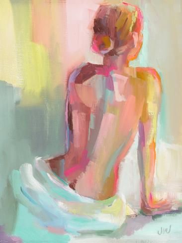 size: 12x9in Art Print: Woman Posing by Jenny Westenhofer : Abstract Bathroom Painting, Minimalist Woman Art, Figurative Poses, Figurative Art Woman, Nude Abstract Art, Chic Paintings, Jenny Westenhofer, Paintings Women, Art Selling