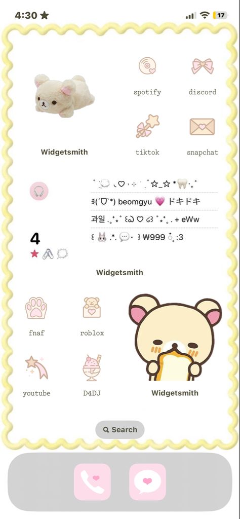 Rilakuma App Icon, Rilakkuma Ios Homescreen, Cute Phone App Icons, Korilakkuma Phone Theme, Phone Layout Ideas Aesthetic, Cutecore Iphone Layout, Rilakkuma Phone Theme, Cute Widget Icons, Kawaii Iphone Layout