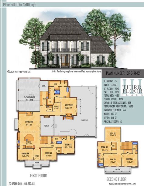 $1600.00 House Plan 9 sets Acadian Cottage, House Plans 2 Story, Quonset Homes, Master Suite Bedroom, Fire Places, Porch Flooring, Keeping Room, Craftsman Style House Plans, 3 Car Garage