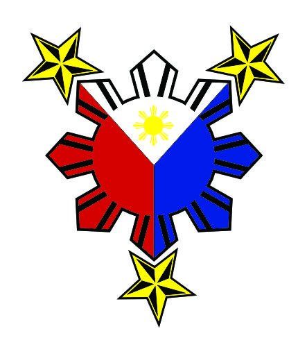 Three stars and a Sun. Ph. Philippine Flag Logo Design, Three Stars And A Sun Tattoo, Philippine Flag Logo, Philippine Symbols, Subject Stickers, Gold Circle Frames, Philippine Star, Philippine History, Geometric Sleeve Tattoo