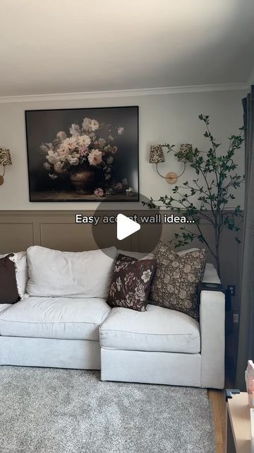 Megan Goedde | DIY & Home on Instagram: "Still loving this accent wall I did on my sofa wall! I realized I didn’t share a short round up of this wall! If you want the link to what I used just comment WALL to receive a DM with the link to shop this post on my LTK ⬇ https://liketk.it/4RaWr

Make sure to save this post for a future project!!" Behind Couch Accent Wall, Accent Wall Behind Couch, Wall Behind Sofa, Wall Behind Couch, Behind Couch, Sofa Wall, Nancy Meyers, Diy Building, Round Up