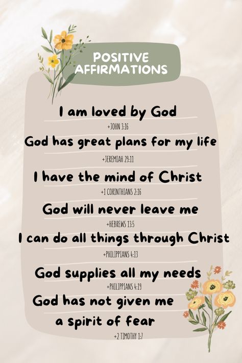 Catholic Quotes, God Affirmations, I Am Loved, Spirit Of Fear, Gratitude Affirmations, Affirmations For Women, Daily Positive Affirmations, Inspirational Bible Quotes, Positive Quotes Motivation