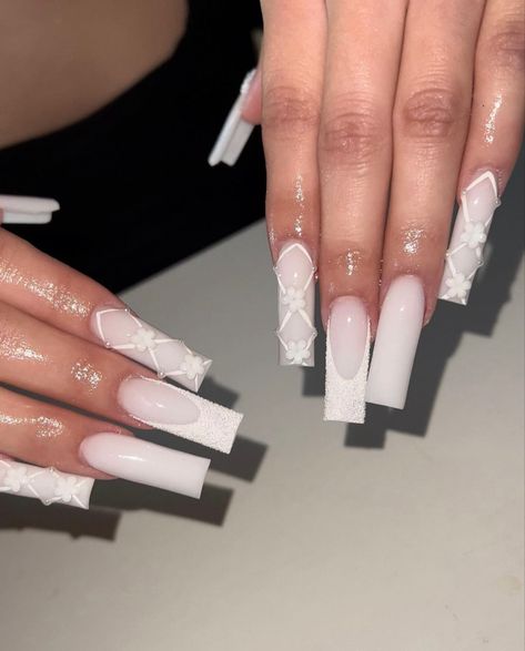 White Christmas Nails, Milky White Nails, Cheetah Print Nails, Milky Nails, White Acrylic Nails, Cute Acrylic Nail Designs, Simple Acrylic Nails, Classy Acrylic Nails, Pretty Gel Nails