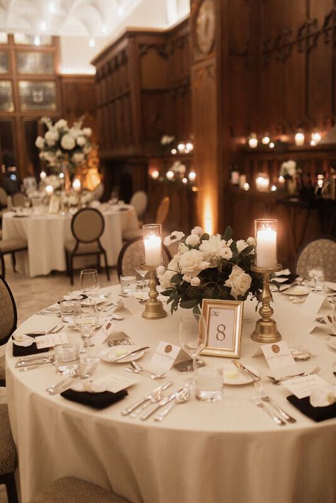 Elegant White Wedding Table Decor, Timeless Intimate Wedding, Formal Traditional Wedding Theme, Old Hollywood Centerpieces Wedding, Taupe Champagne Wedding, Wedding Lighting Indoor Receptions Romantic, Tables For Reception, Timeless Romance Wedding Theme, Timeless And Romantic Wedding