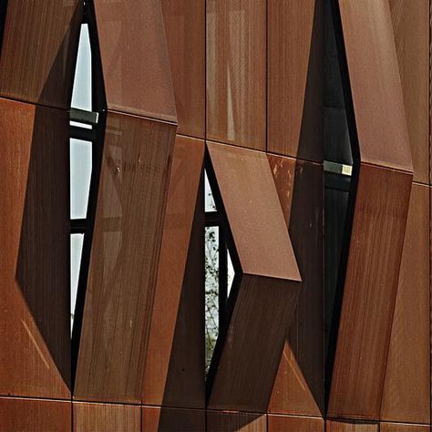 Recycled Steel Architecture, Bronze Architecture, Corten Steel Facade, Architecture Definition, Steel Facade, Cor Ten Steel, Weathered Steel, Islamic Mosque, Steel Architecture