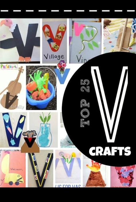 TOP 25 Letter V Crafts - lots of letter v crafts for toddler, preschool, and kindergarten age kids crafts for a letter of the week unit #alphabet #preschool #craftsforkids Letter V Preschool, Letter K Crafts, Letter V Crafts, Hand Art Projects, Preschool Letter Crafts, Alphabet Letter Crafts, K Crafts, Free Printable Letters, Activities For Preschoolers