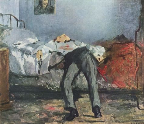 "Le Suicidé" Edouard Manet - Artwork on USEUM Edouard Manet Paintings, Manet Art, Dark Paintings, Francisco Goya, Edouard Manet, Dark Images, Camille Pissarro, Oil Painting Reproductions, Painting Reproductions