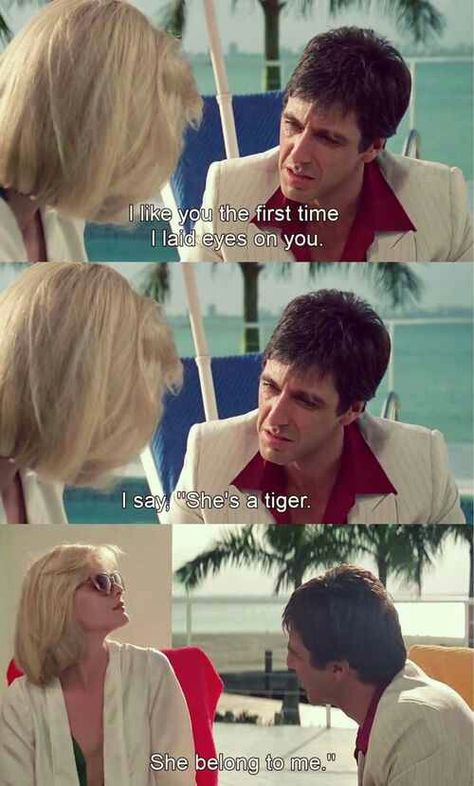 Scarface                                                                                                                                                                                 Más Scarface Quotes, Elvira Hancock, She Belongs To Me, Scarface Movie, Gangster Quotes, Best Movie Lines, Tony Montana, Michelle Pfeiffer, Movies And Series