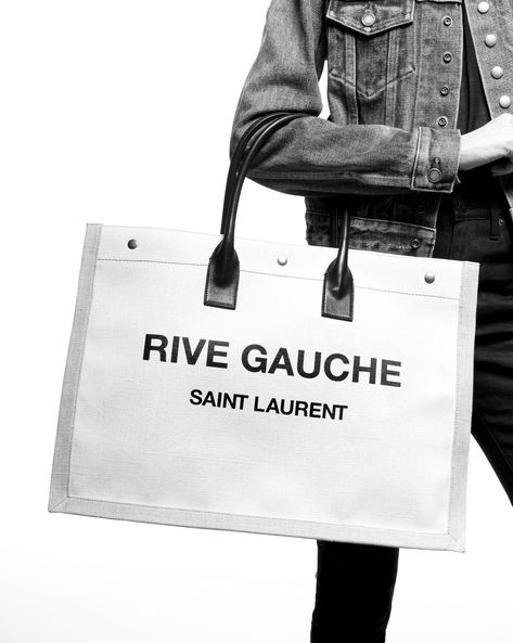 RIVE GAUCHE TOTE IN CANVAS | Saint Laurent | YSL.com Rive Gauche Ysl Bag, Saint Laurent Tote, Leather Tote Bag Women, Men's Totes, Rive Gauche, Bags Aesthetic, Chanel Deauville Tote Bag, Shoulder Tote Bag, Metal Hardware