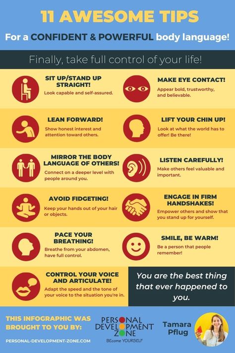 Interested in showing confidence through your body language? Discover these 11 tips that will instantly help you feeling bold and secure. Body Language | Self Confidence | Self Esteem | Personal Development | Tips | Self Improvement #selfconfidence #confidence #selfesteem #personaldevelopment #selfimprovement #pdzone Confident Body Language Tips, Body Language For Confidence, Positive Body Language, How To Improve Body Language, Confident Body Language Woman, Socialising Tips, Confident Body Language Woman Tips, Elegant Body Language, Feminine Body Language