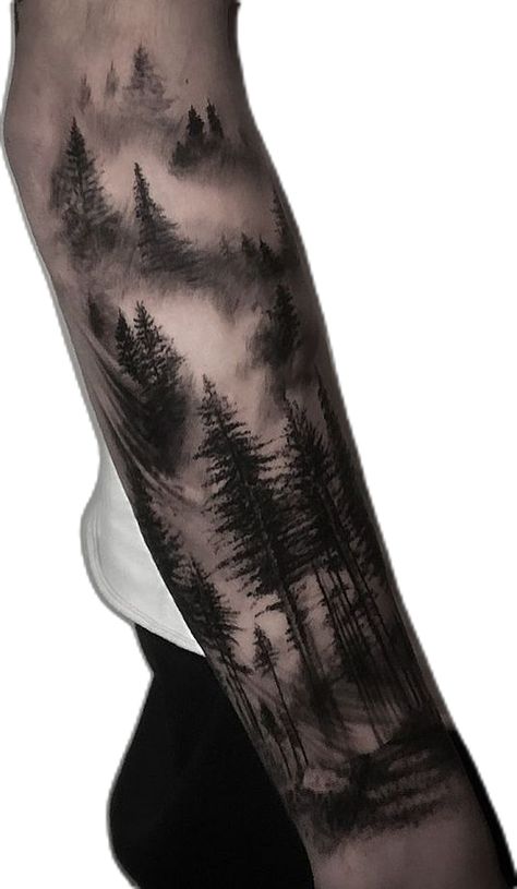 Tree Leg Tattoo, Dark Forest Tattoo, Cool Nature Tattoos, Forest Tattoo Sleeve, Tree Silhouette Tattoo, Cute Halloween Tattoos, Cute Owl Tattoo, Wood Tattoo, Sunflower Tattoo Sleeve