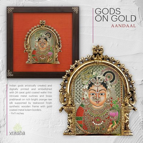 Coming soon. Introducing various gods on an artistic frame with digital art ebmellished with 24 carat gold coated metal & brass prabhavali on rich raw silk backdrop. Painting Frame Drawing, Silk Backdrop, Diy Photo Display, Wooden Corbels, Painted Items, Brass Items, Brass Ornaments, Ethnic Decor, Pichwai Paintings