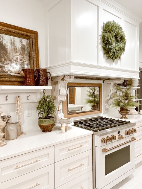 Mirrors In A Kitchen, Above Stove Wall Decor, Art Behind Stove, Mirror Behind Stove In Kitchen, Mirror Above Stove, What To Hang Above Stove, Picture Above Stove, Mirror Behind Stove, Behind Stove Decor Ideas